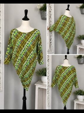 Classique Large Boho Asymmetrical Handkerchief Hem Geometric Tunic Top Rayon